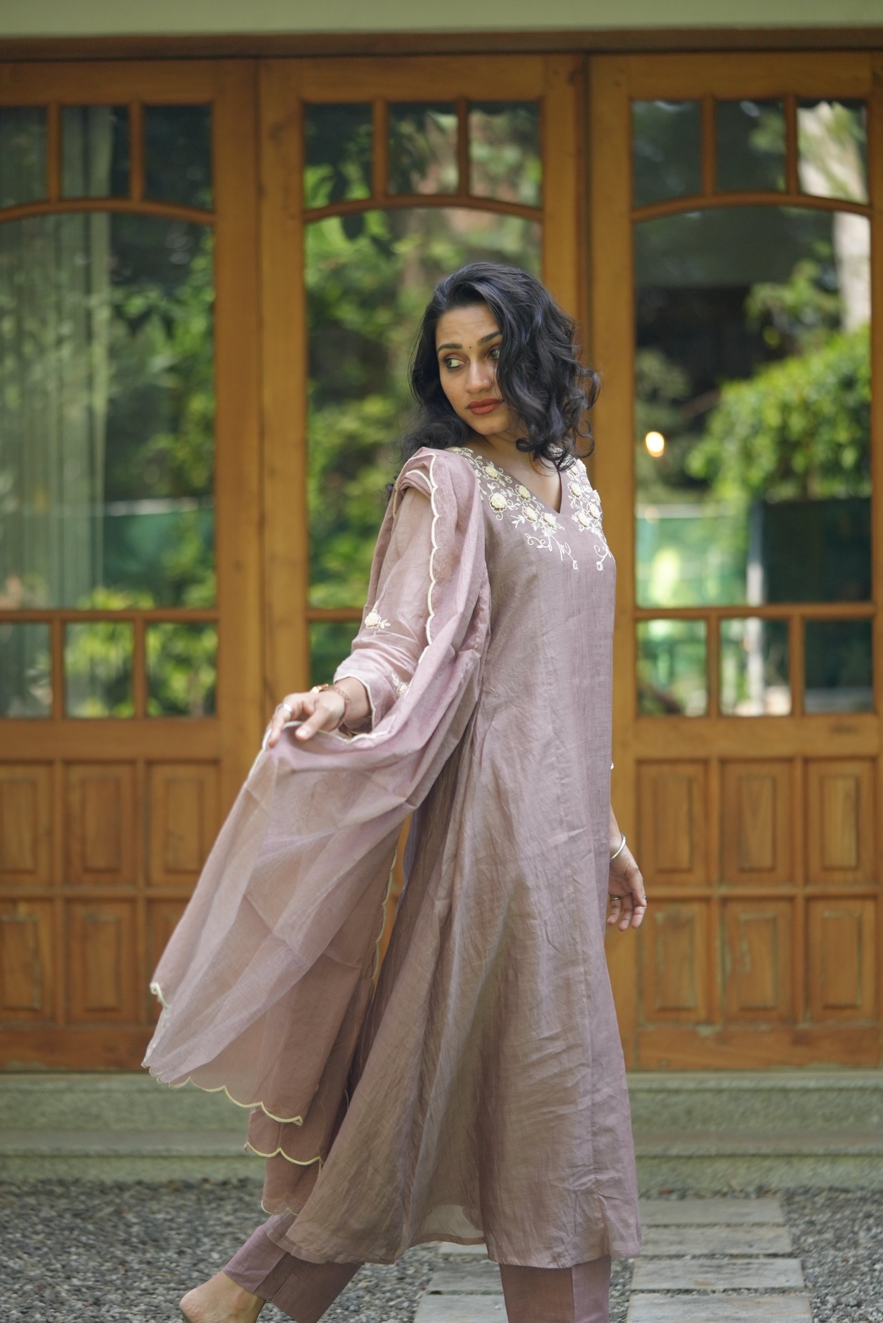 Smoky Lavender Kurta Set | Party wear